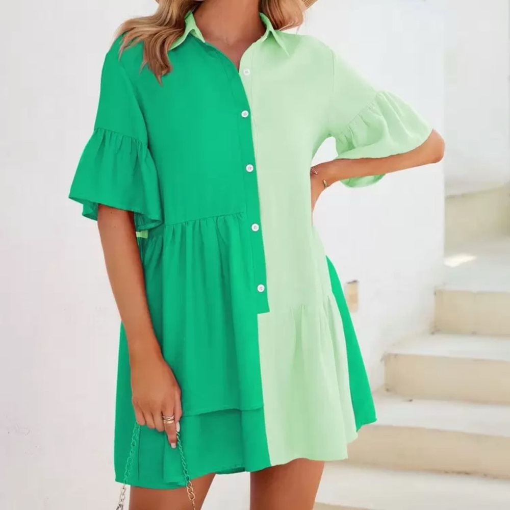 Two-Tone Green Women's Dress